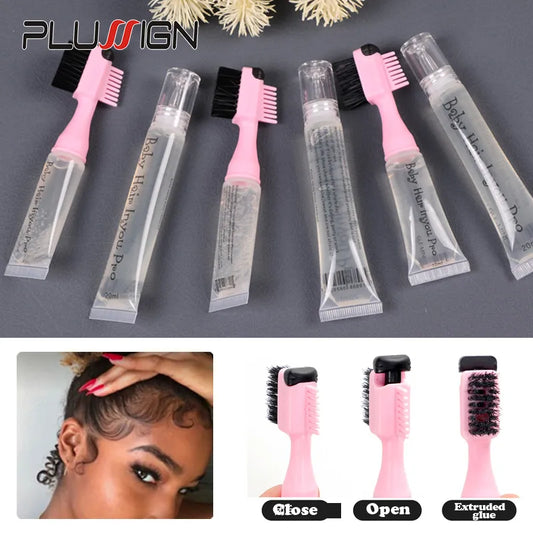 Hair Styling Edge Control Gel With Brush For Baby Hair Portable Tube 10mL