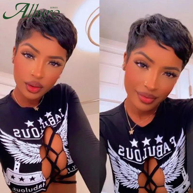Pixie Cut Human Hair Wig T Part Lace