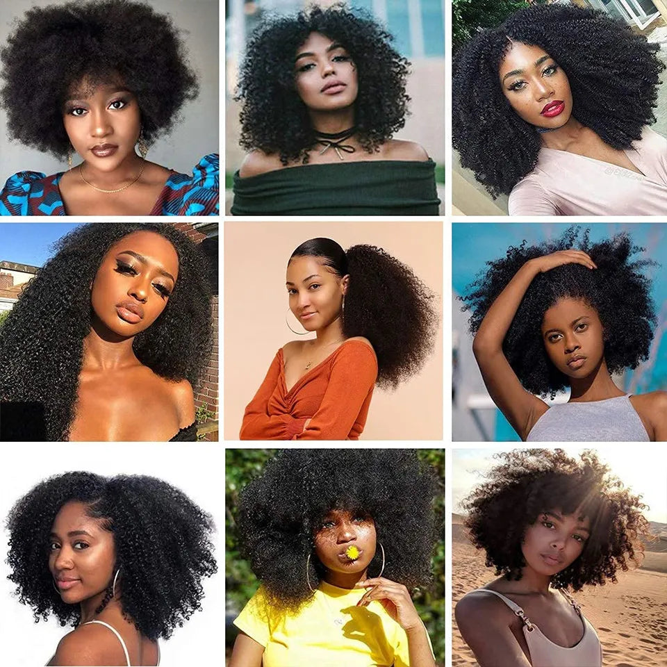 Afro Kinky Curly Bundles Brazilian Human Hair Bundles Deal 8-28" Hair Extensions Curly