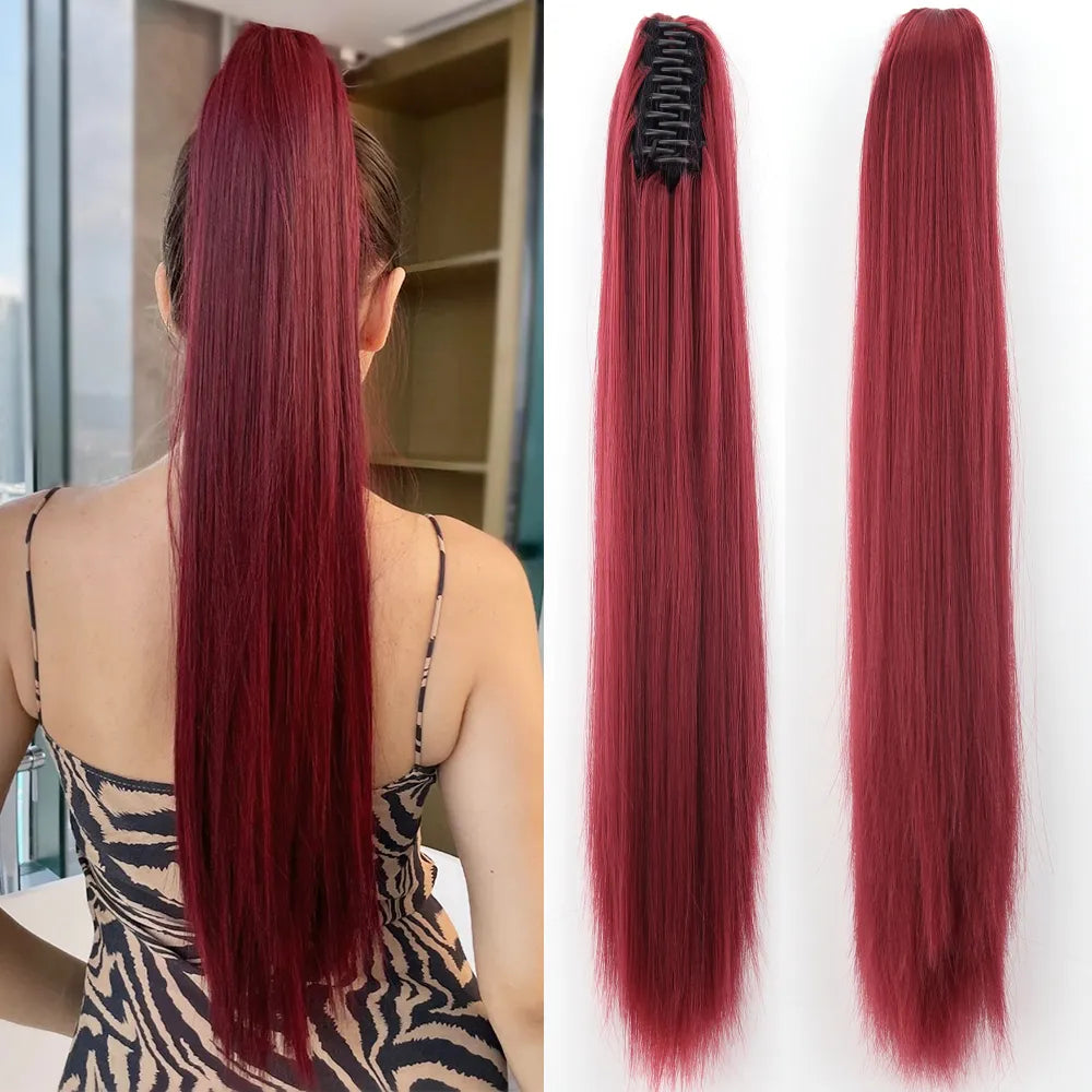 Long Straight Claw Clip In Ponytail Hair Extensions