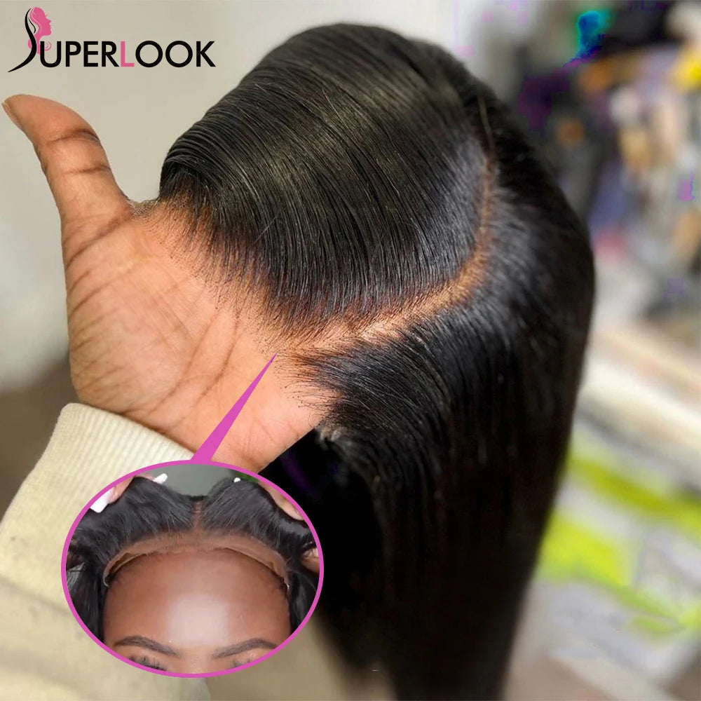 Ready To Wear Glueless Human Bleached Knots Brazilian Straight Human Hair