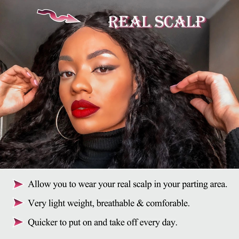 Curly V Part Wig