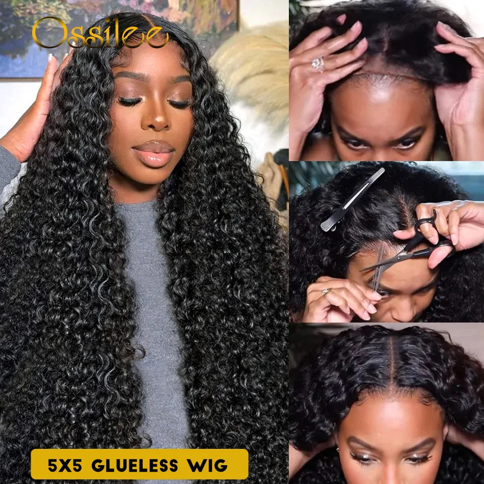 HD Lace Frontal Wig Jerry Curly Glueless Human Hair Pre Plucked Closure (Glueless Option)