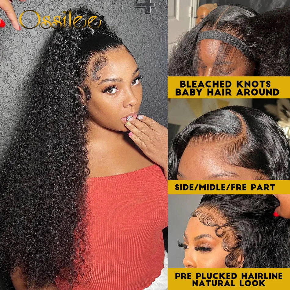 HD Lace Frontal Wig Jerry Curly Glueless Human Hair Pre Plucked Closure (Glueless Option)