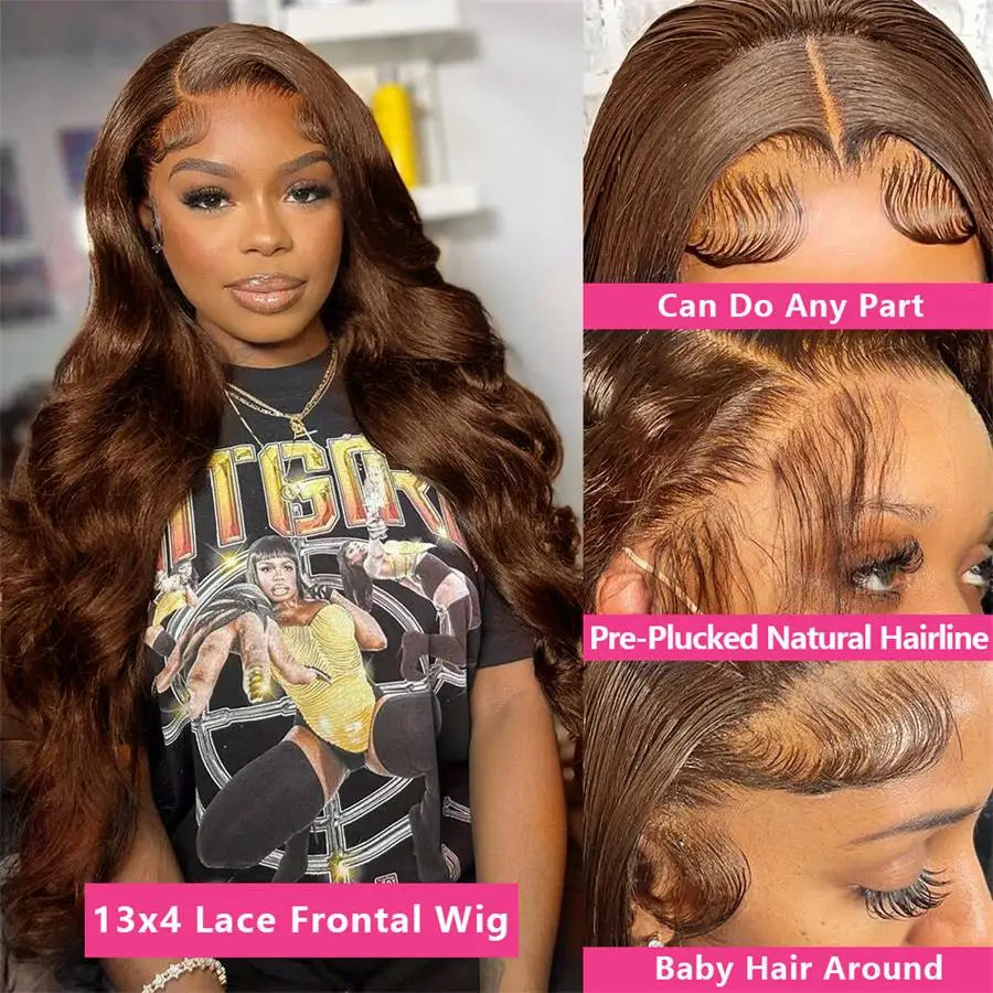 Brown Body Wave Lace Front Human Hair Wig