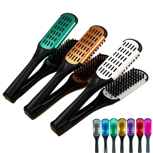 Nylon Hair Straightening Double Brushes Comb Clamp