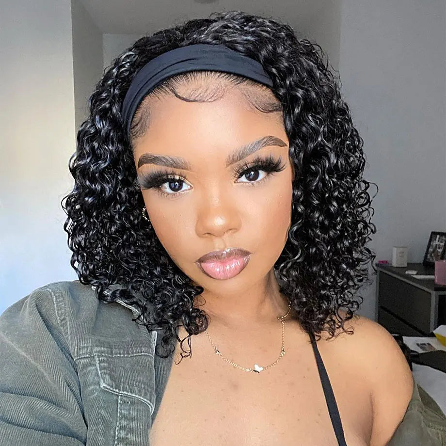 Brazilian Kinky Curly Headband Wig Human Hair Glueless