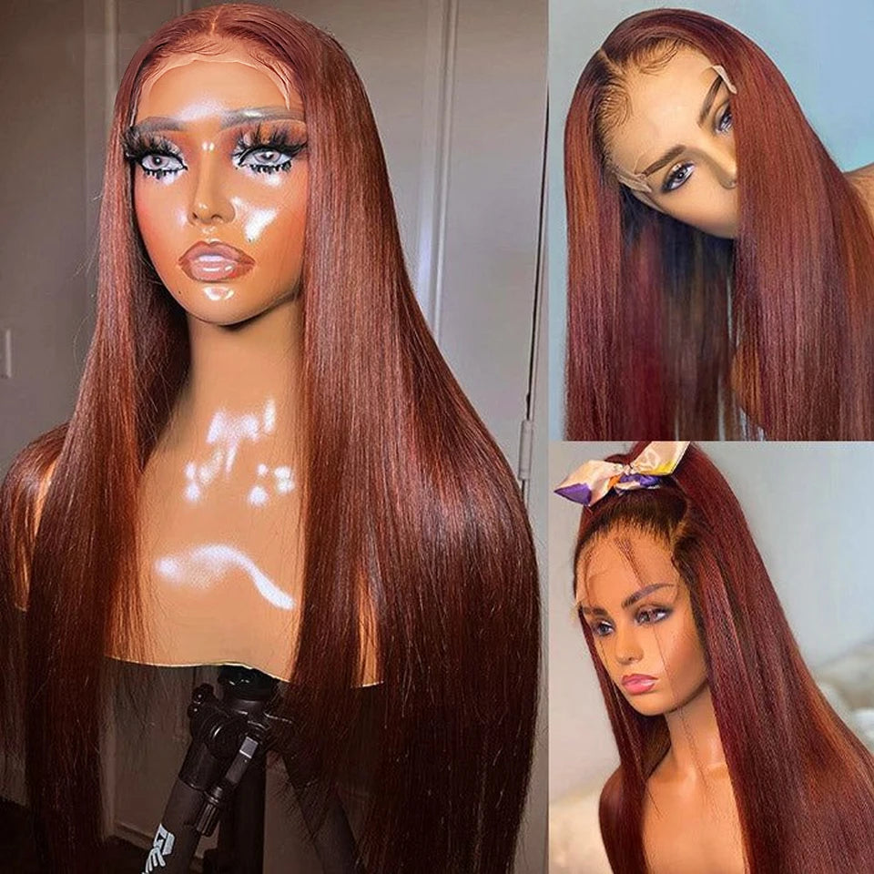 Reddish Brown Color Straight Human Hair HD Brazilian