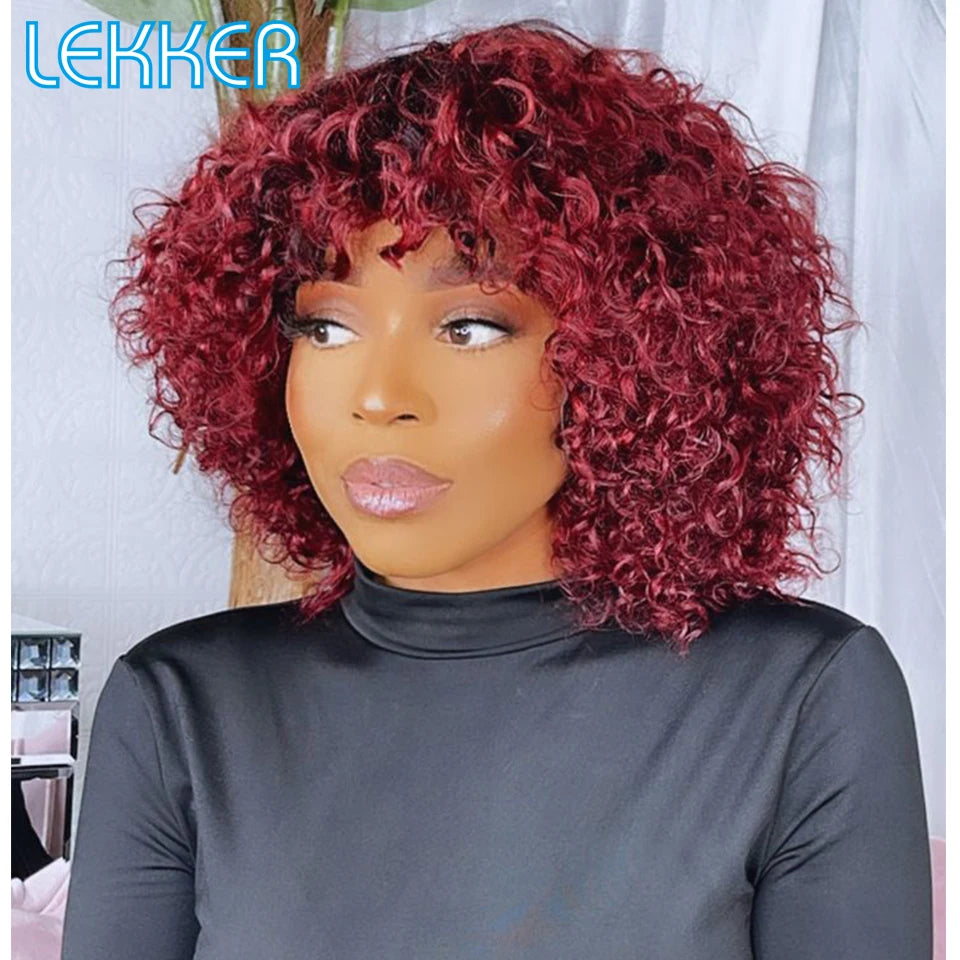 Short Curly Bob Remy Human Hair Wig Glueless Brazilian