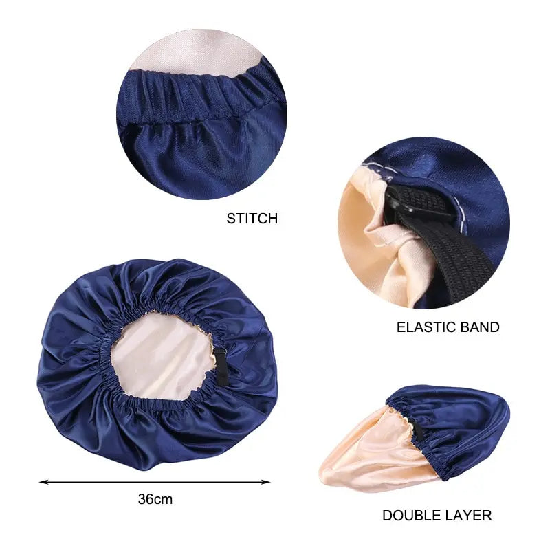 2Pcs Set Large Satin Bonnet