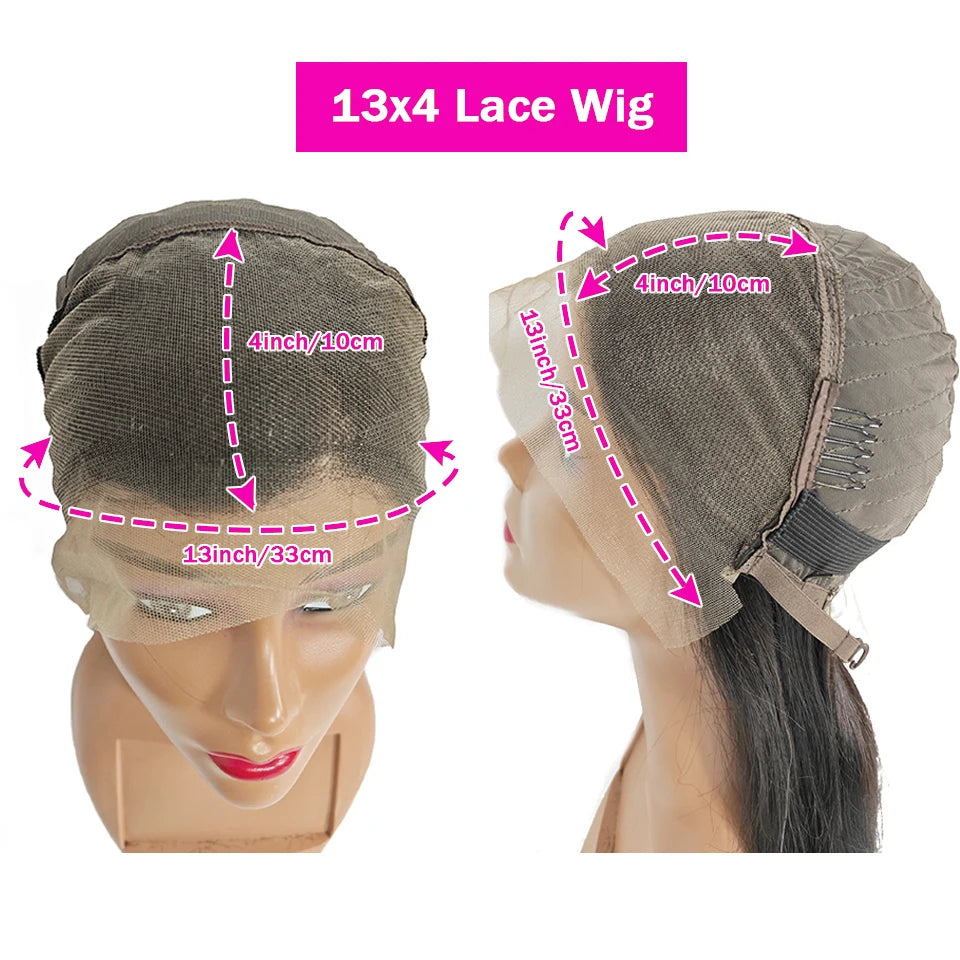 Bone Straight Human Hair Wigs Straight Transparent Lace Front Closure Wig