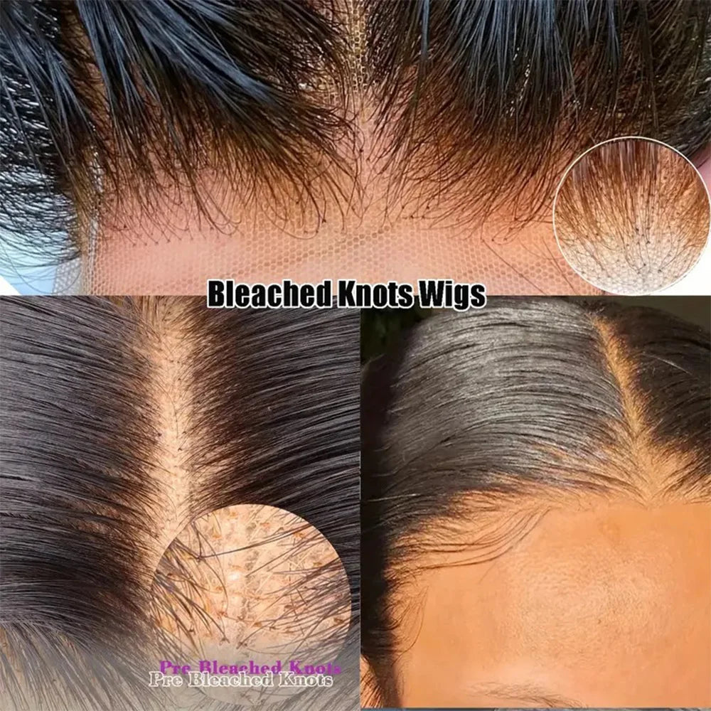 180% Density Short Straight Bob Wigs Pre Plucked Bleached Knots Brazilian Remy Human Hair