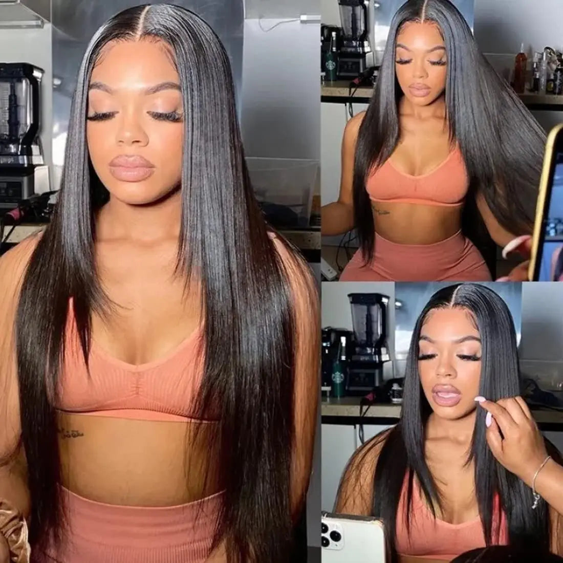 Inner Buckle Straight Lace Front Human Hair Layered Pre Plucked
