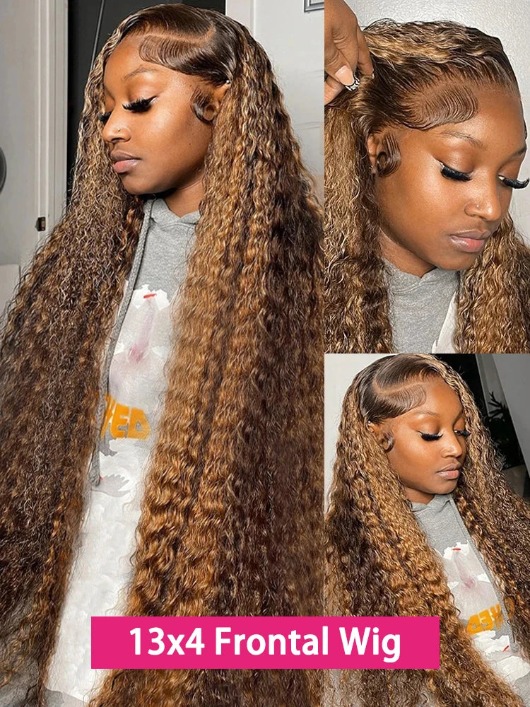 Loose Deep Wave Wig Human Hair  Highlight Ombre 4/27 Preplucked Hairline Pre Cut (Glueless Option)