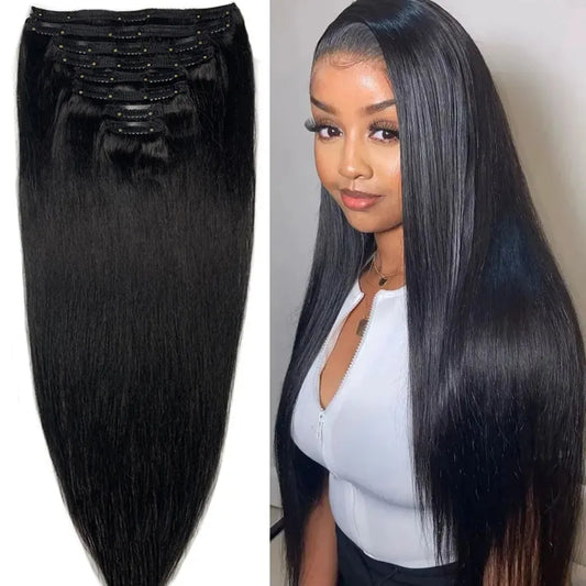 8Pcs/Sets Clip In Hair Extensions Human Hair 10-26 Inch Brazilian Remy Straight Hair