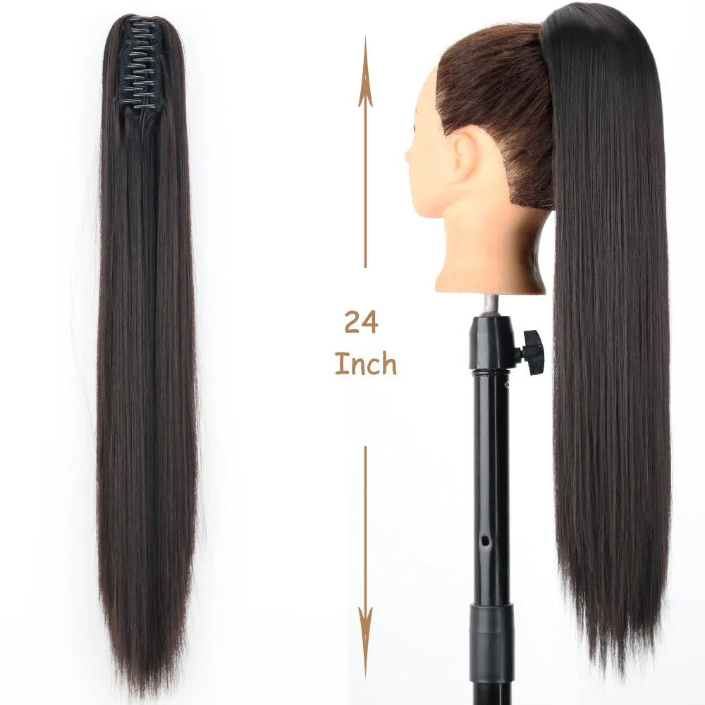 Long Straight Claw Clip In Ponytail Hair Extensions