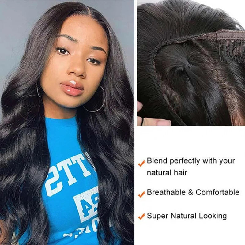 Body Wave V Part Brazilian Wavy Human Hair Wig