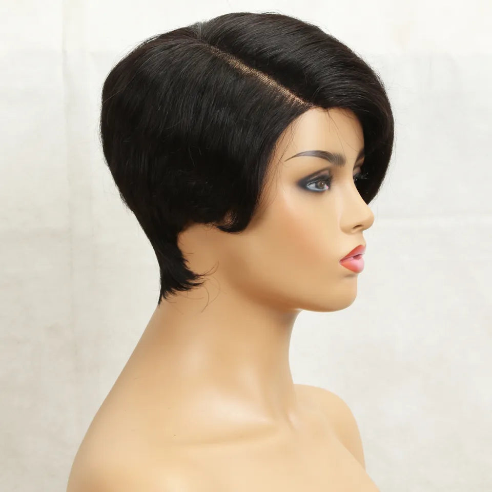 Short Pixie Cut Human Hair Wig Glueless With Bangs