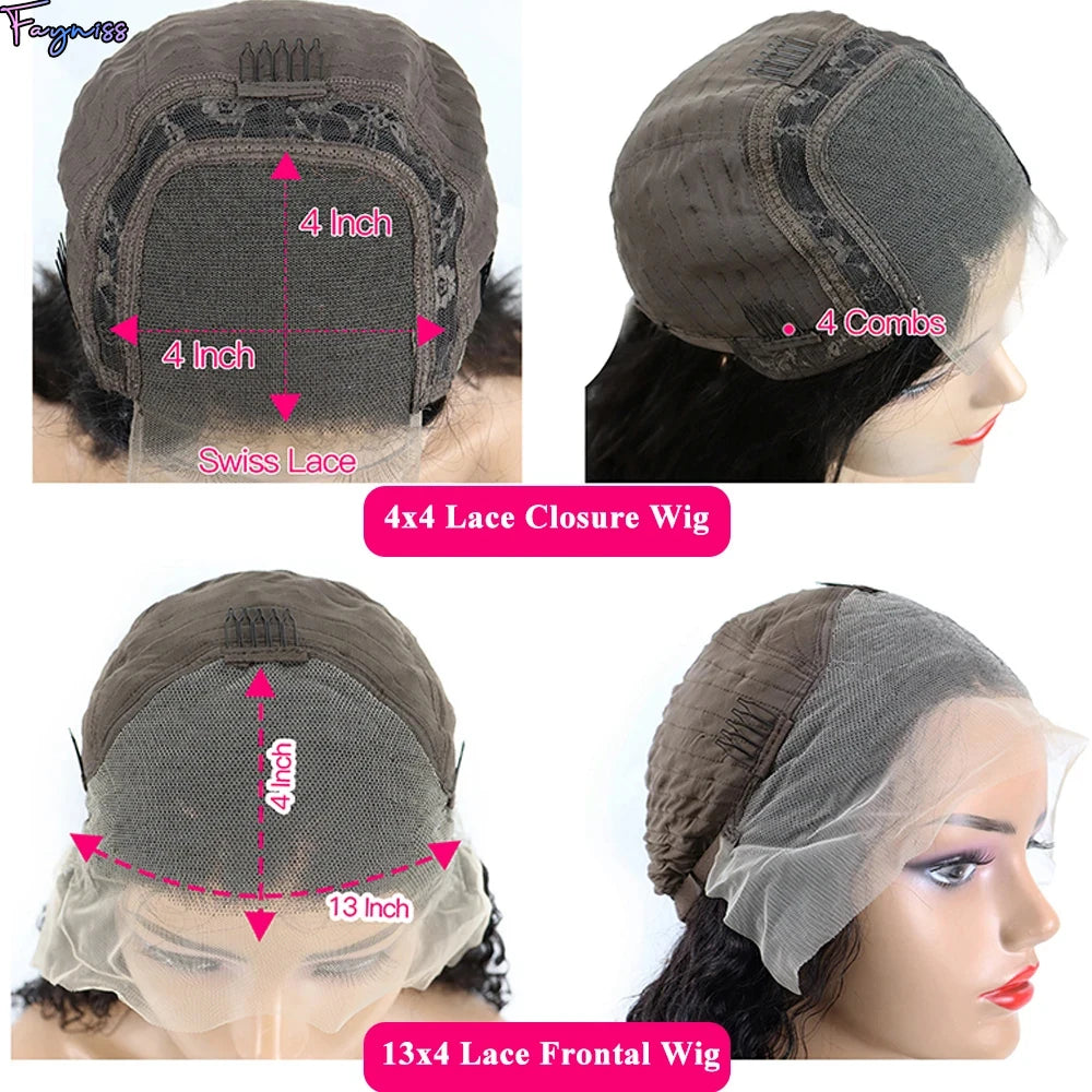 Ginger Bob Wig HD Lace Frontal Wigs Human Hair Water Wave Lace Closure Pre Plucked