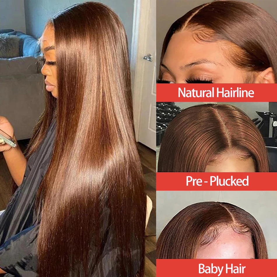 Bone Straight Human Hair Wigs Straight Transparent Lace Front Closure Wig