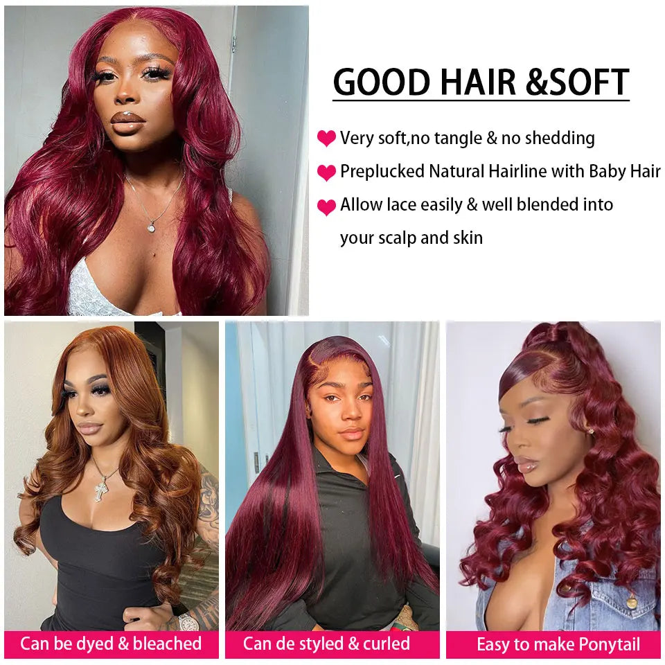 Burgundy 99j Body Wave Bundles Brazilian Red Color Human Hair Bundles 1/3/4 PCS Remy