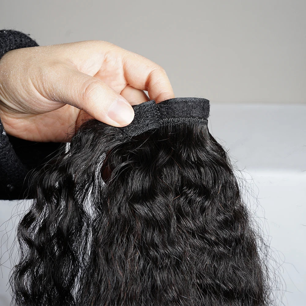 Kinky Straight Ponytail Human Hair Extensions