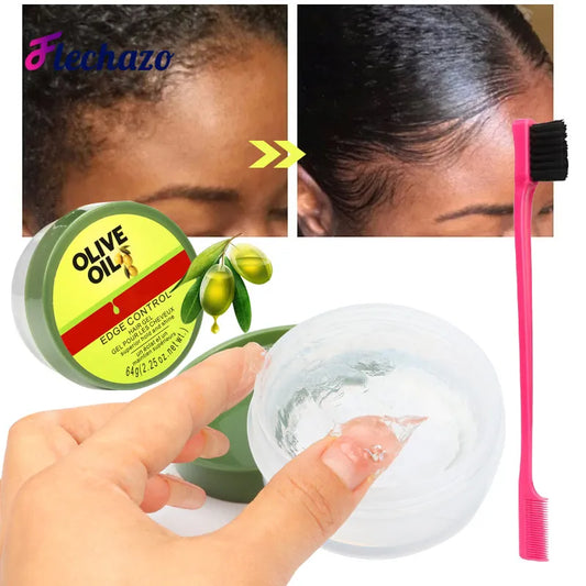 Edge Control Wax Strong Hold Non-Greasy Edge Smoother Olive Oil Gel Edge Control Water-Based Pomade