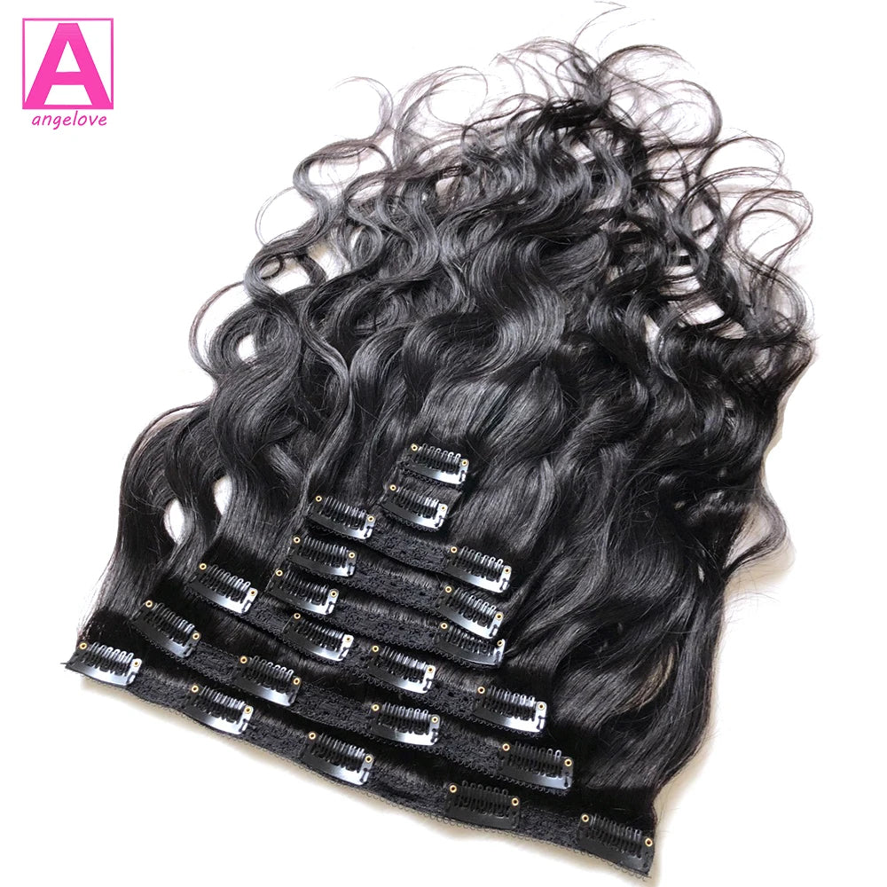 Body Wave Clip In Human Hair Extensions Clips In Extension Full Head Brazilian