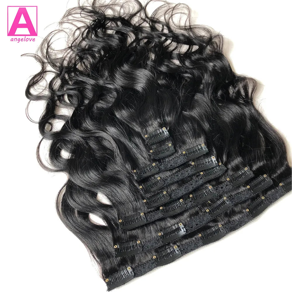 Body Wave Clip In Human Hair Extensions Clips In Extension Full Head Brazilian