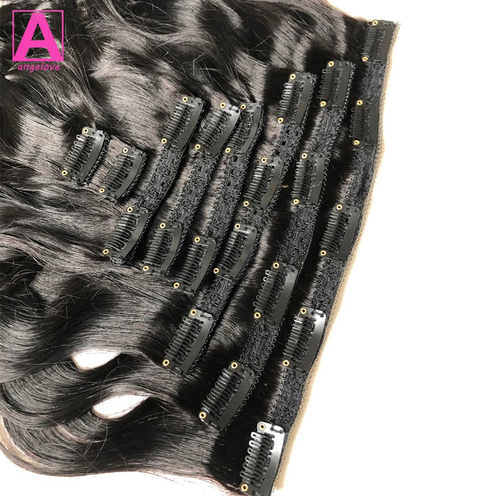 Body Wave Clip In Human Hair Extensions Clips In Extension Full Head Brazilian